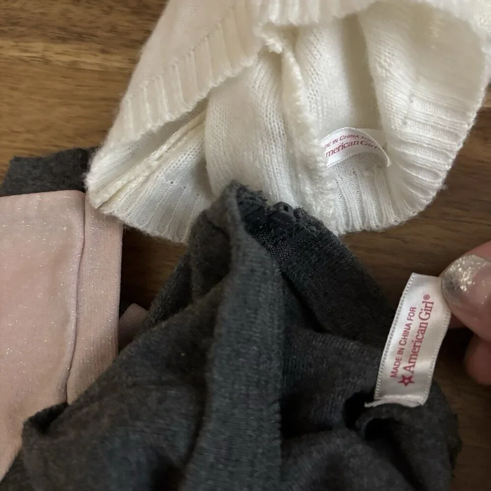 American Girl Gray & Pink Bomber Jacket &‎ Cable Knit Sweater FLAWS! AS IS!